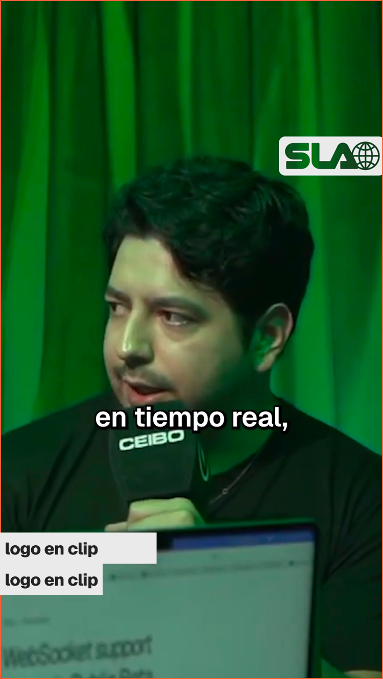 Ejemplo de un clip vertical con el logo de la marca integrado